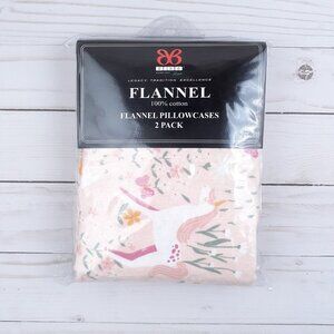 Flannel Pillow Cases Standard Pink Unicorn Set of 2 Cotton